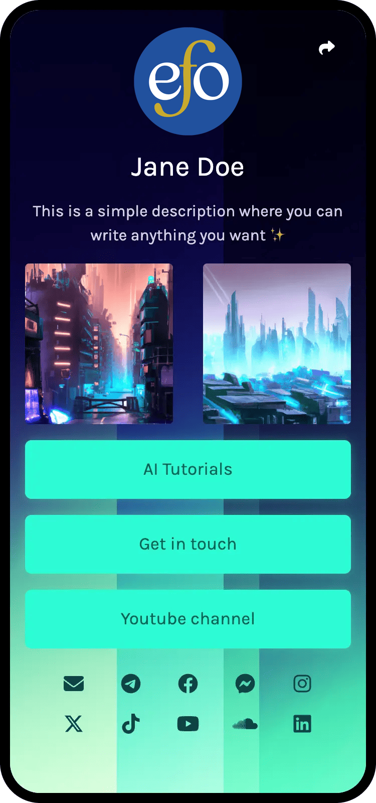 Screenshot of biolink page examples